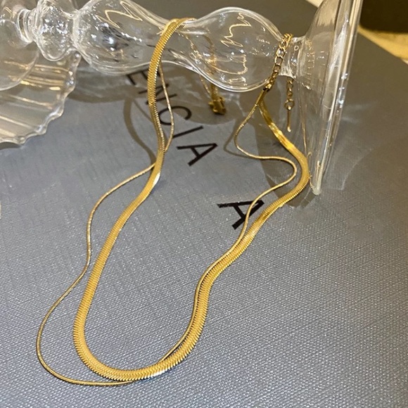 Double flat snake chain necklace - Picture 6 of 6